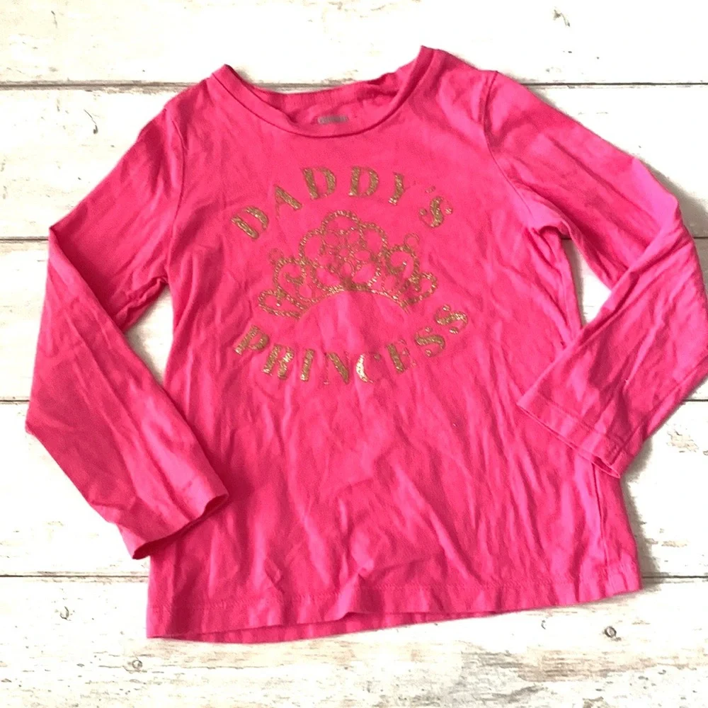 OshKosh 4T Girls Outfit Gold Star Print Leggings & Pink Long Sleeve Top Size 4